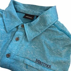 Men's Marmot Sz XLTurquoise Blue Melange Easy-Care Polo Shirt